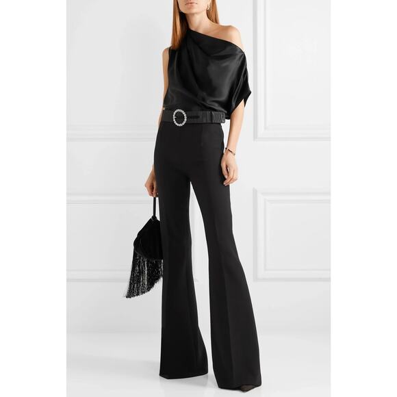 Michelle Mason One Shoulder Draped Silk Top in Black Size 6 - Picture 3 of 9